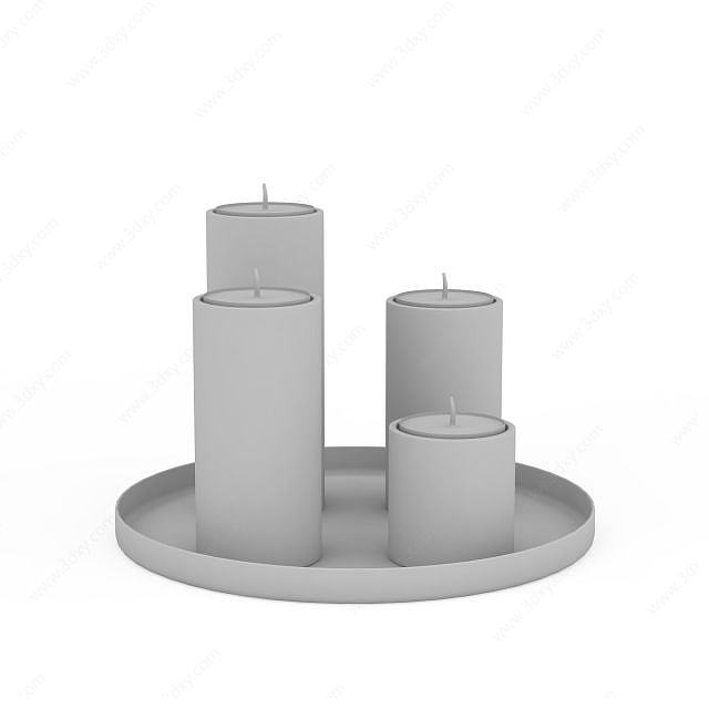 白色蜡烛3D模型