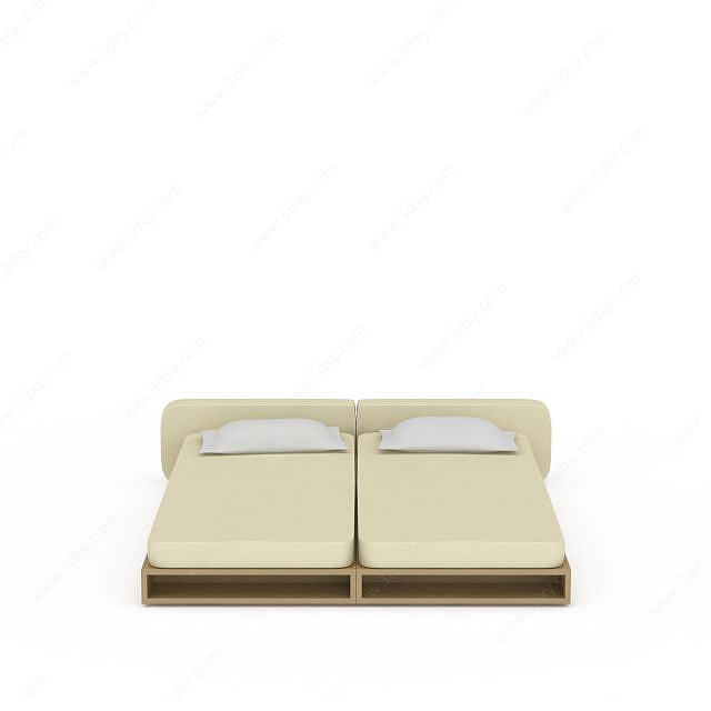 米色矮床3D模型