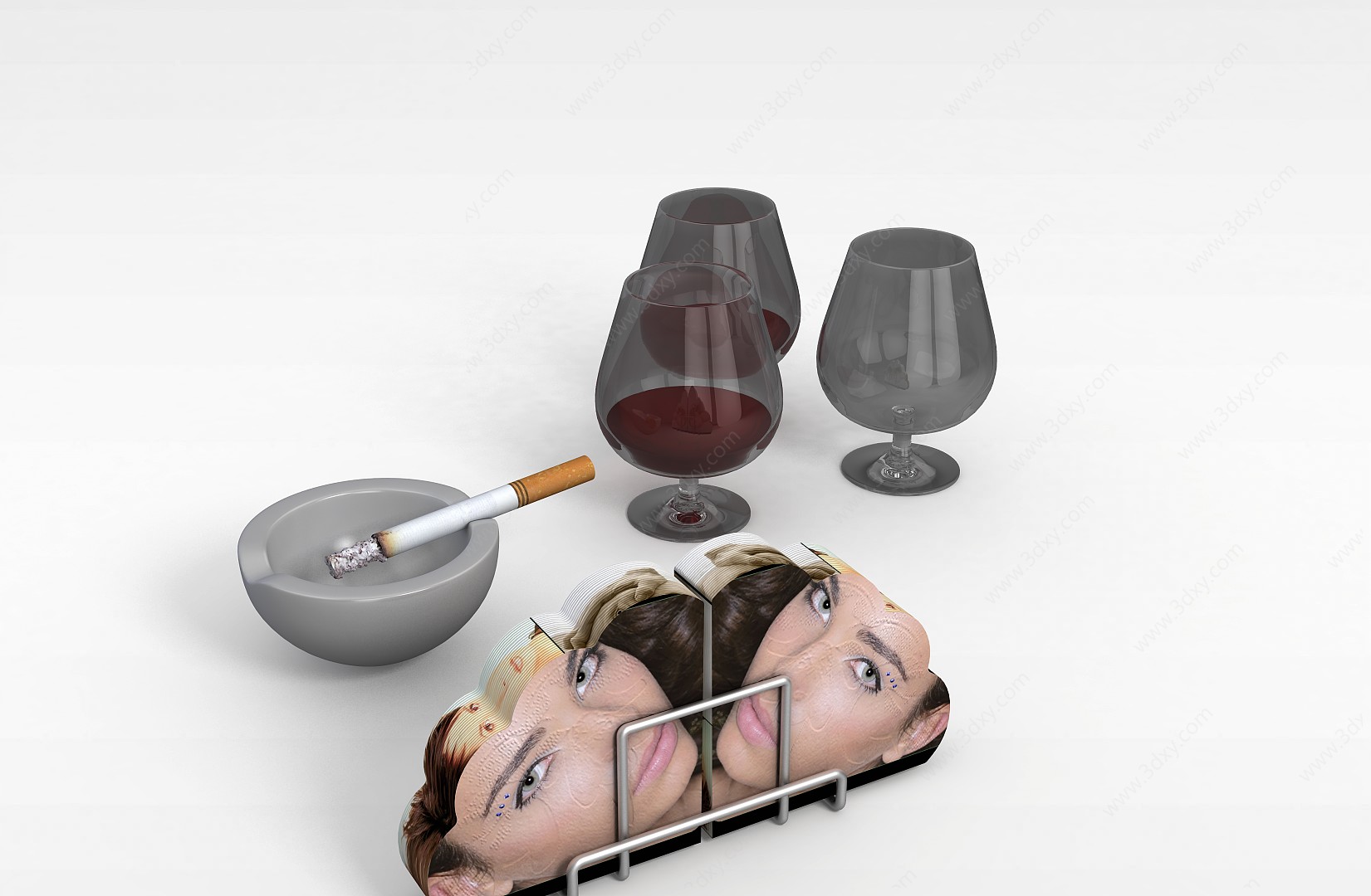 玻璃酒杯组合3D模型