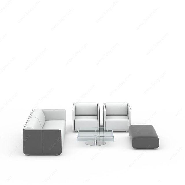 白色沙发组合3D模型