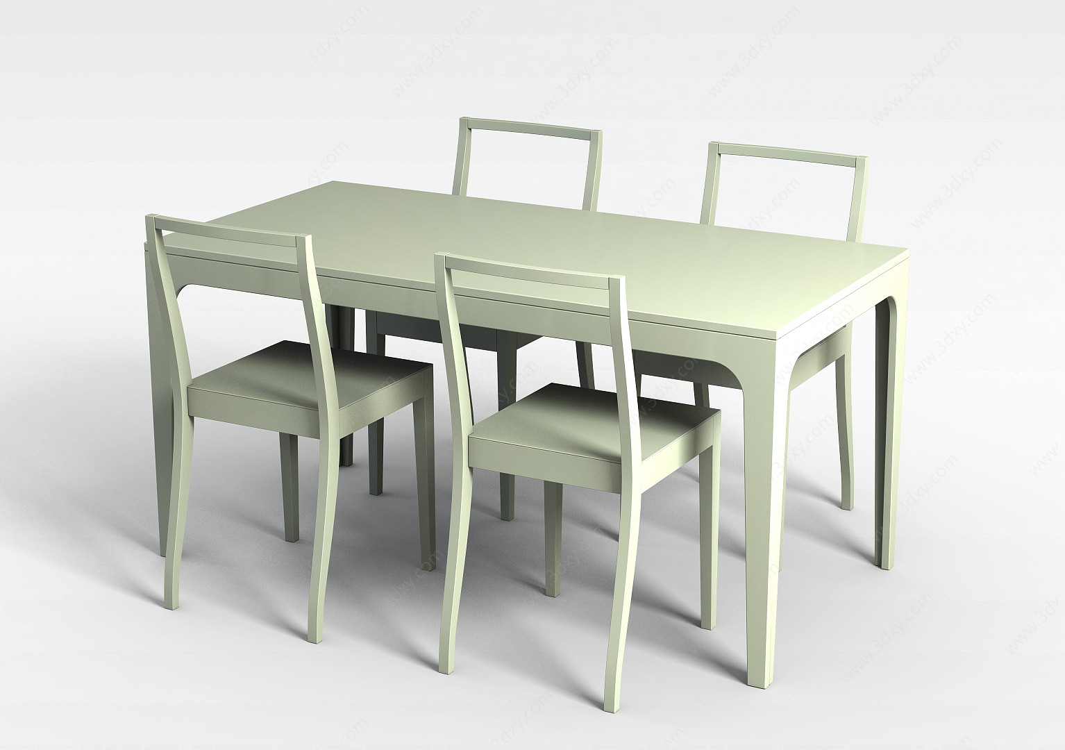 浅绿桌椅组合3D模型