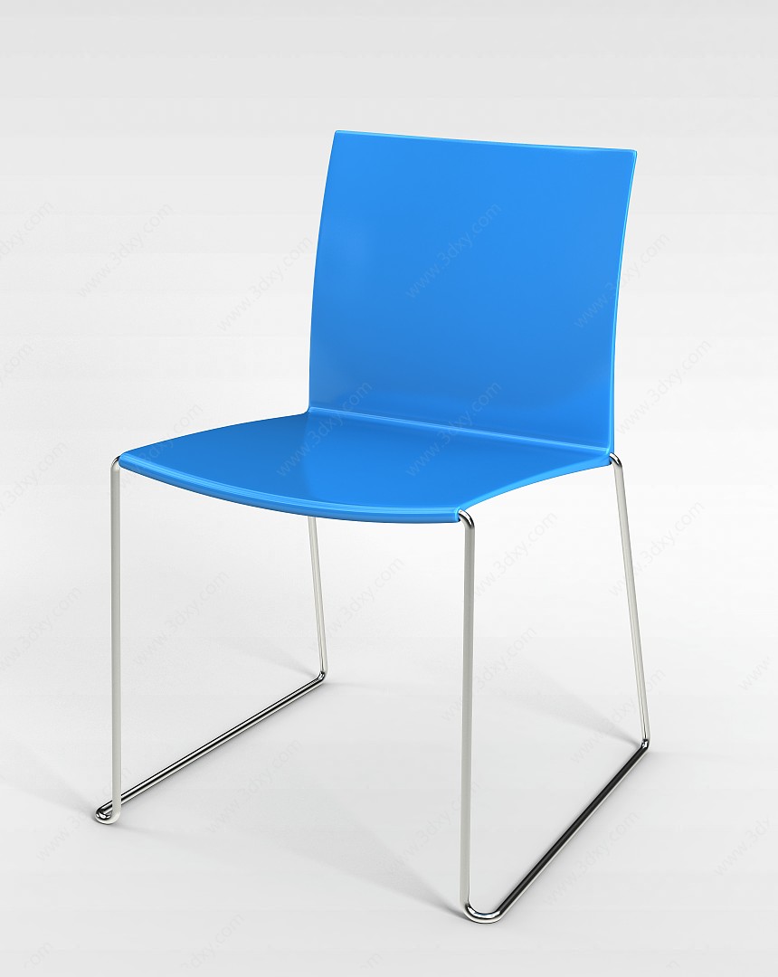 蓝色塑料座椅3D模型