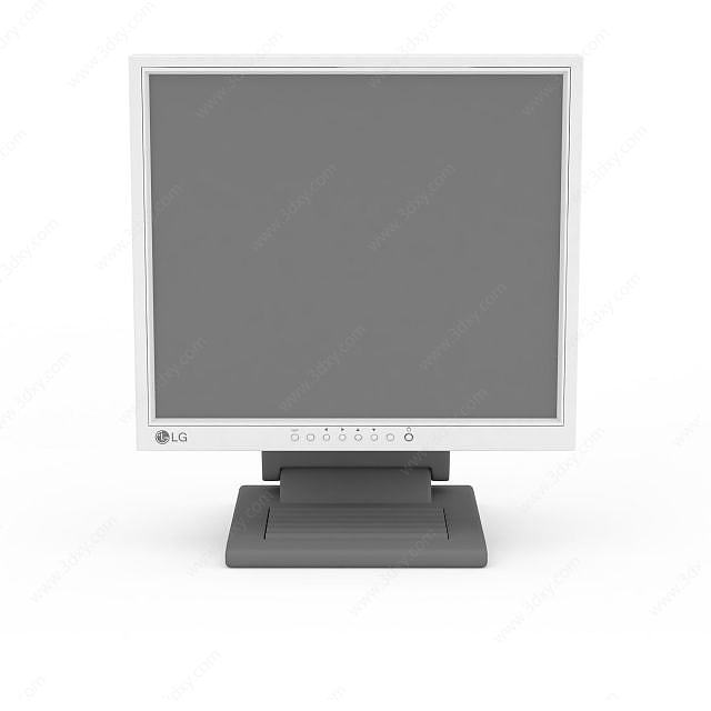 黑色电脑显示屏3D模型