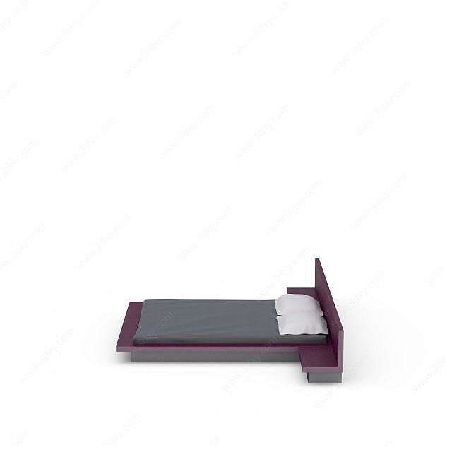 简约紫色床3D模型