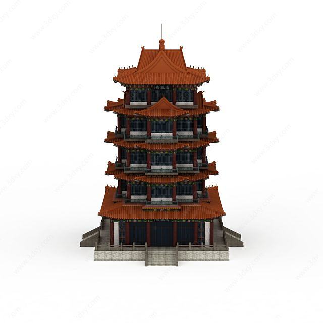 古代高层塔楼3D模型