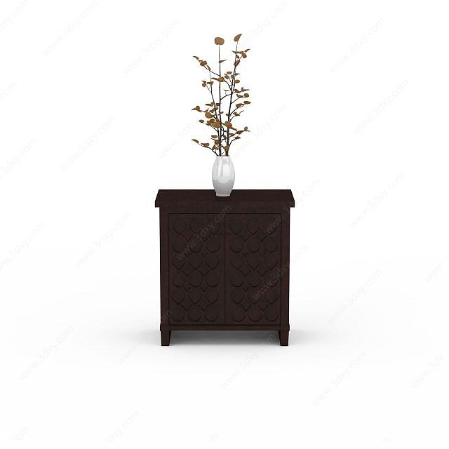 褐色实木柜3D模型