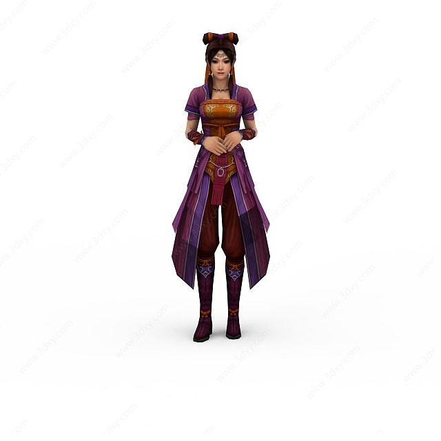 紫色古装女性3D模型