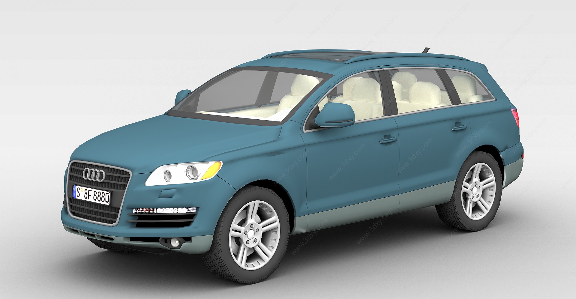蓝色奥迪汽车3D模型