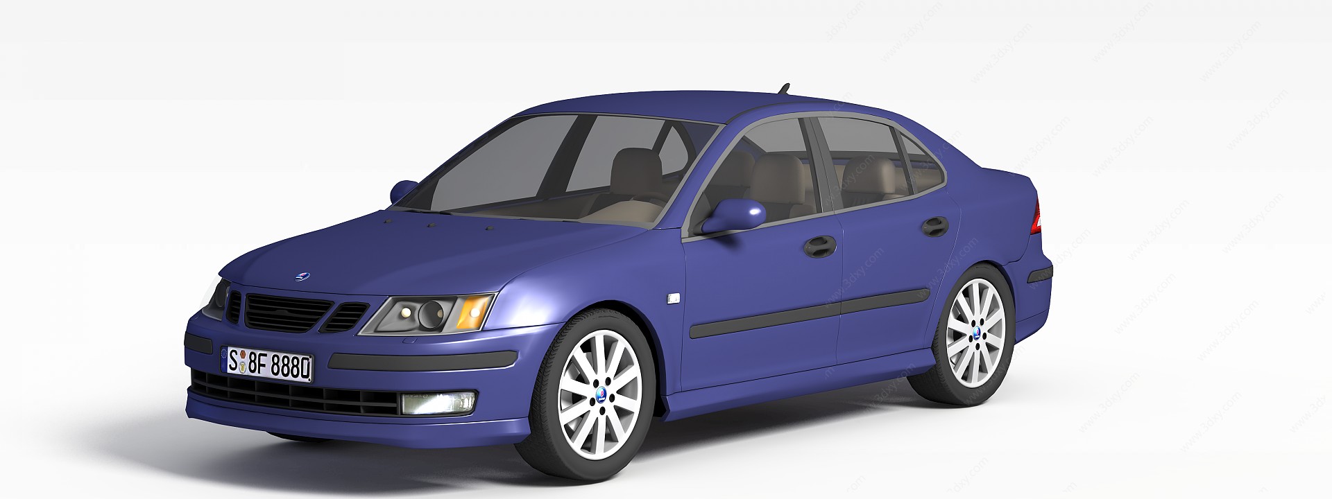 经典蓝色汽车3D模型