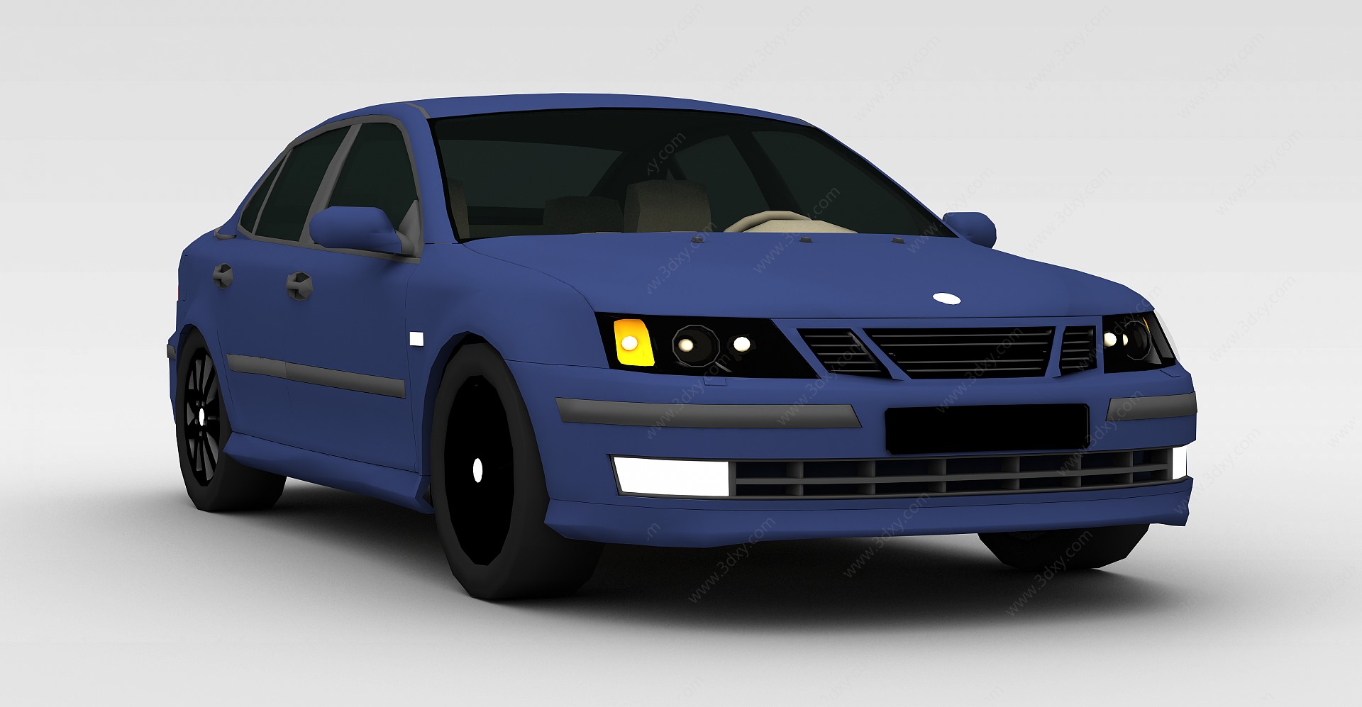 蓝色小型轿车3D模型