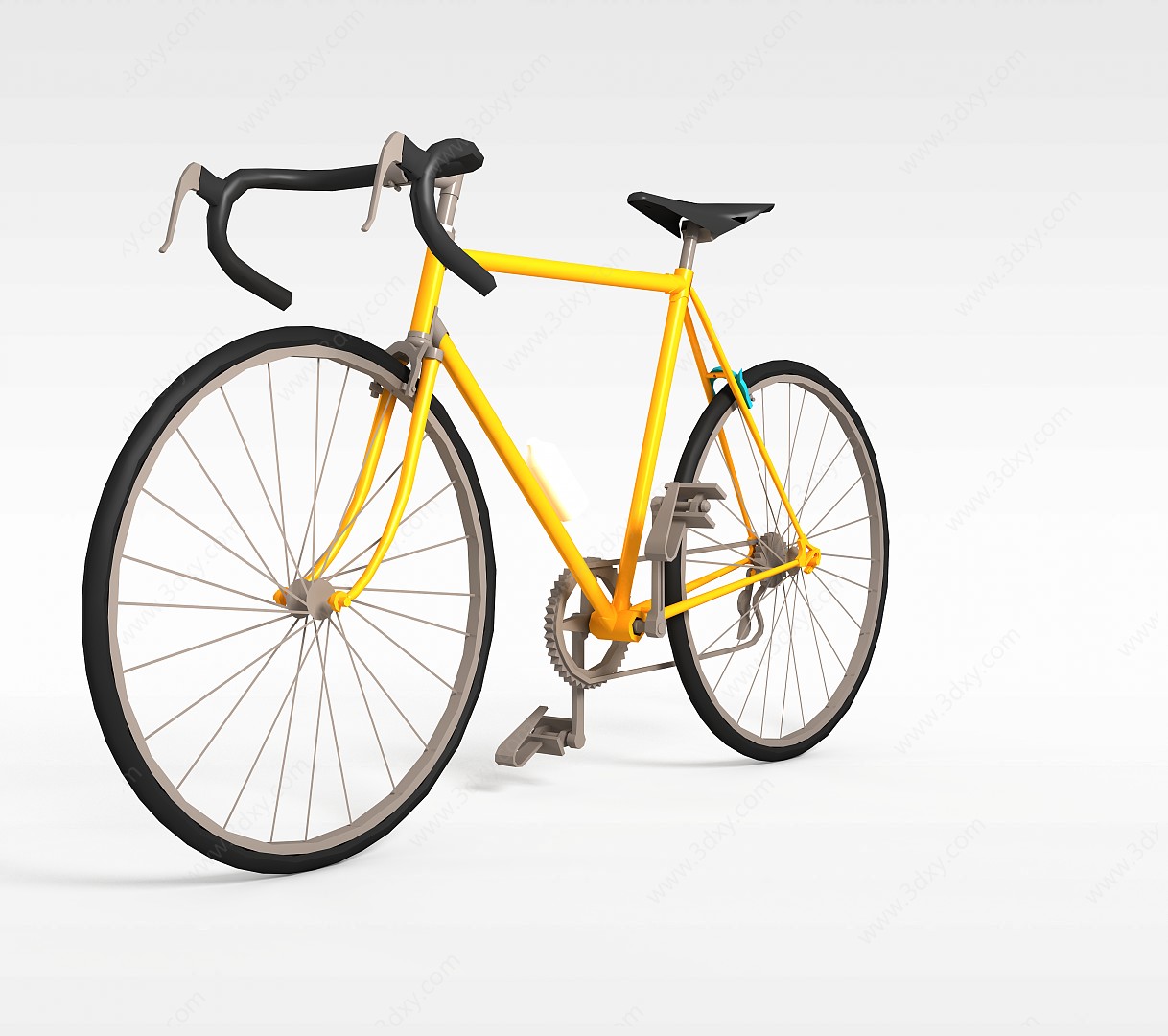 新款黄色自行车3D模型