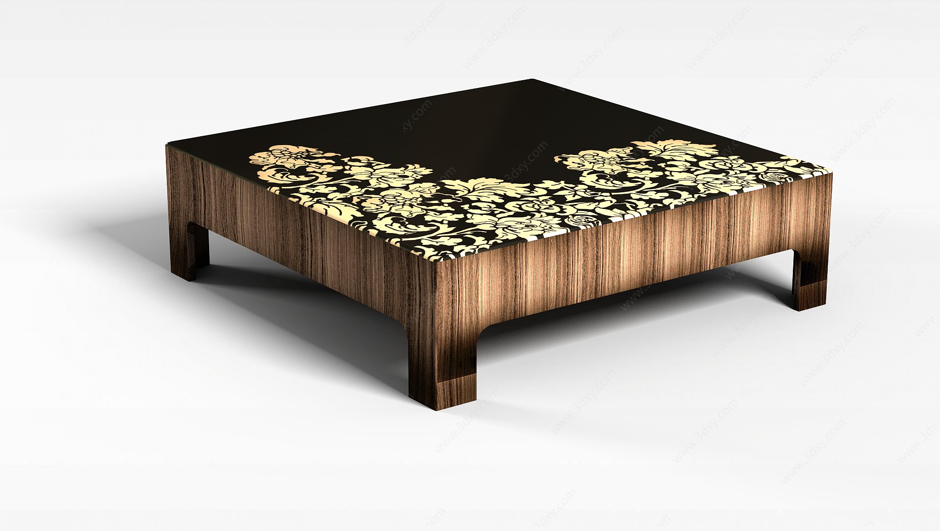中式四方木桌3D模型