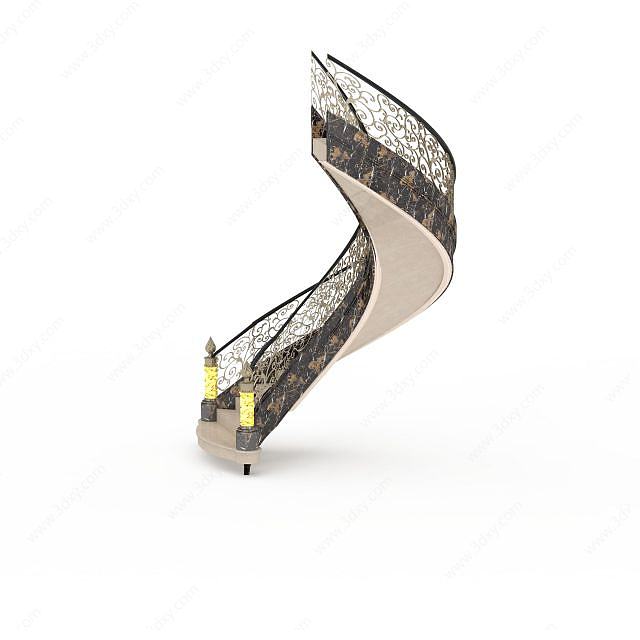 欧式华丽楼梯3D模型