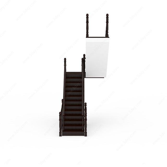 木制别墅楼梯3D模型