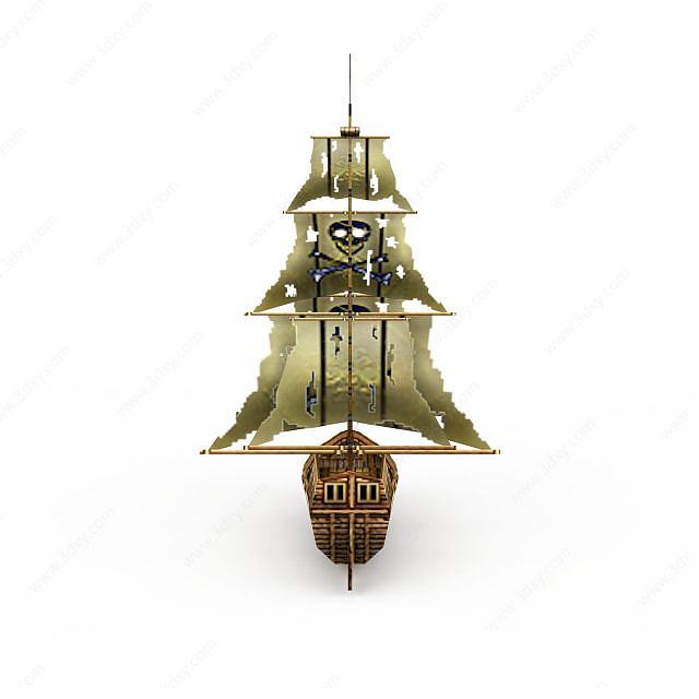 古代木制海盗船3D模型