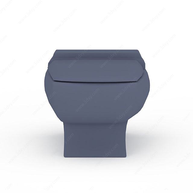 蓝色坐式马桶3D模型