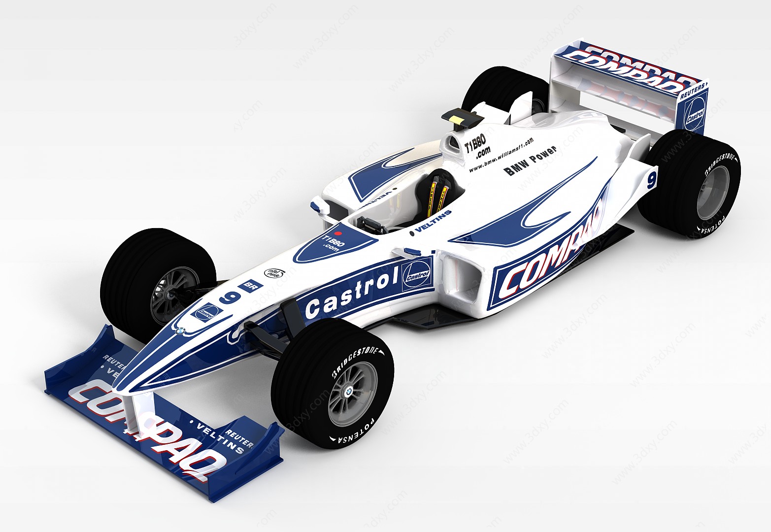 白色F1赛车3D模型