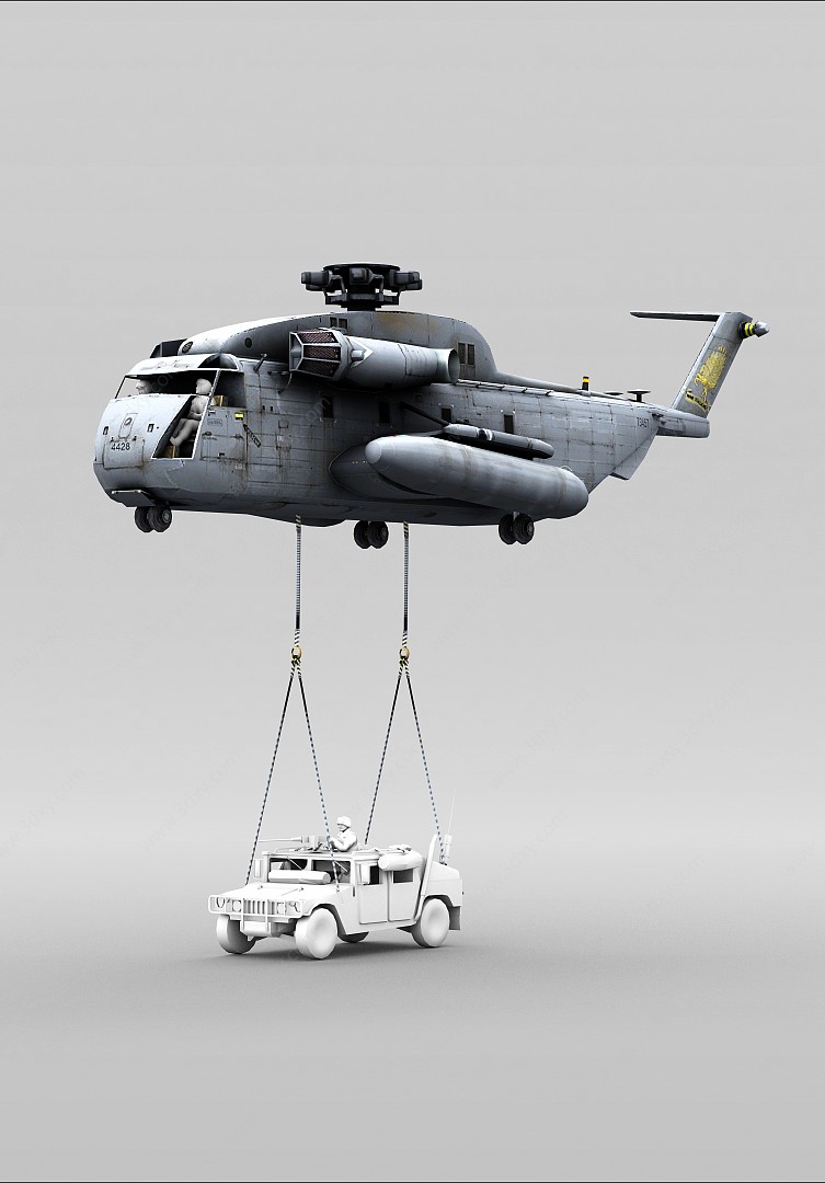 黑色直升机3D模型