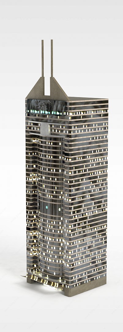 商厦夜景楼3D模型