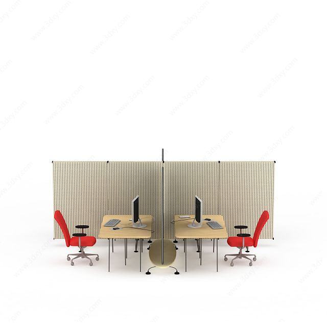 木制办公桌椅3D模型