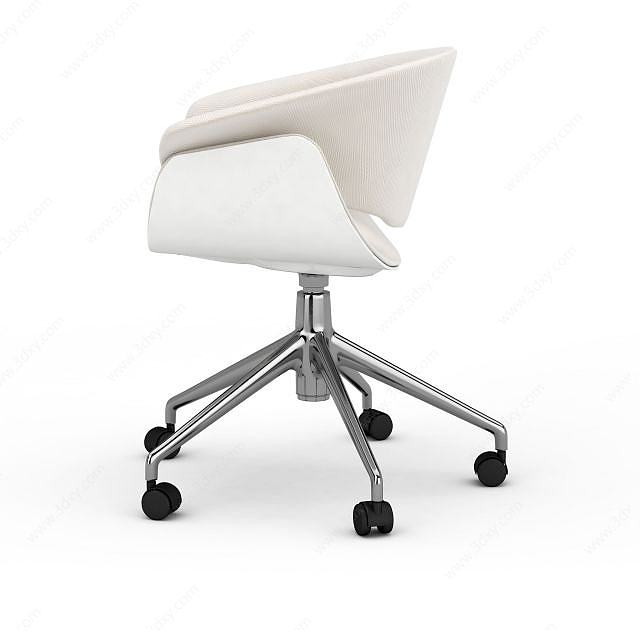 白色单人转椅3D模型