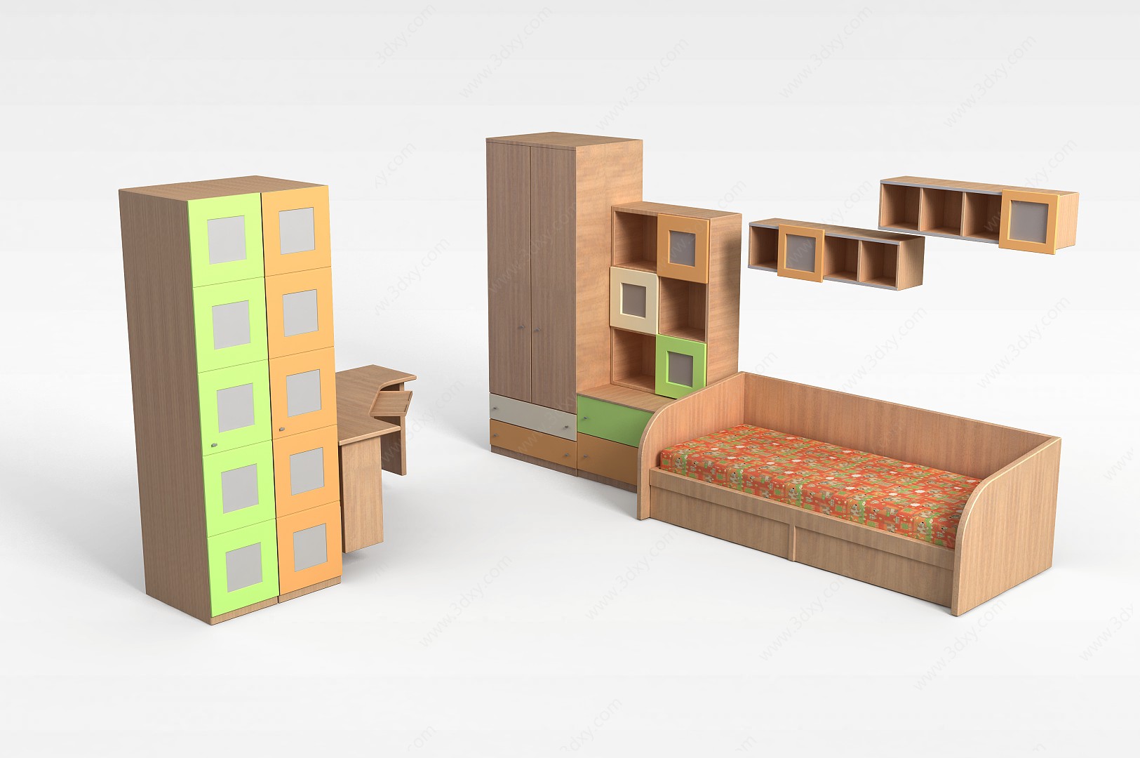 实木整体家具3D模型