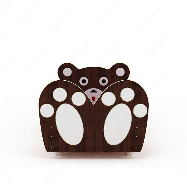 可爱熊木床3D模型