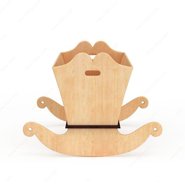 木质婴儿摇床3D模型