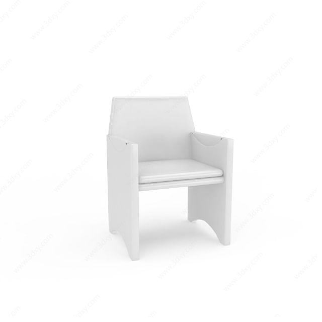 白色扶手椅3D模型