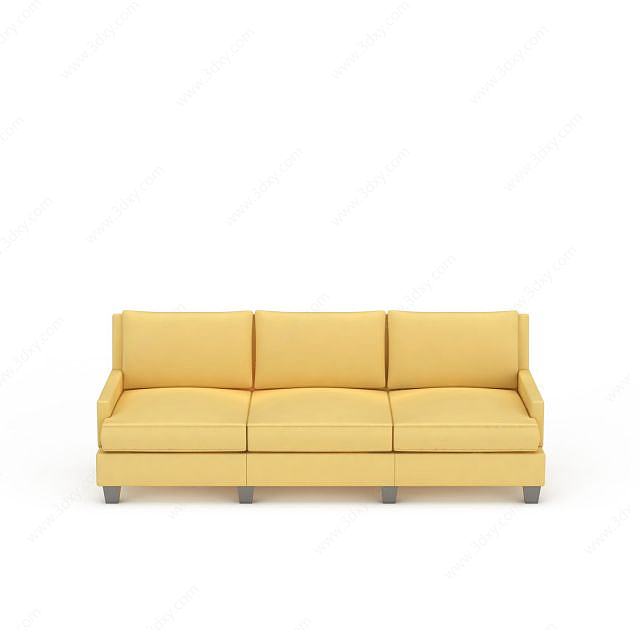 黄色多人沙发3D模型