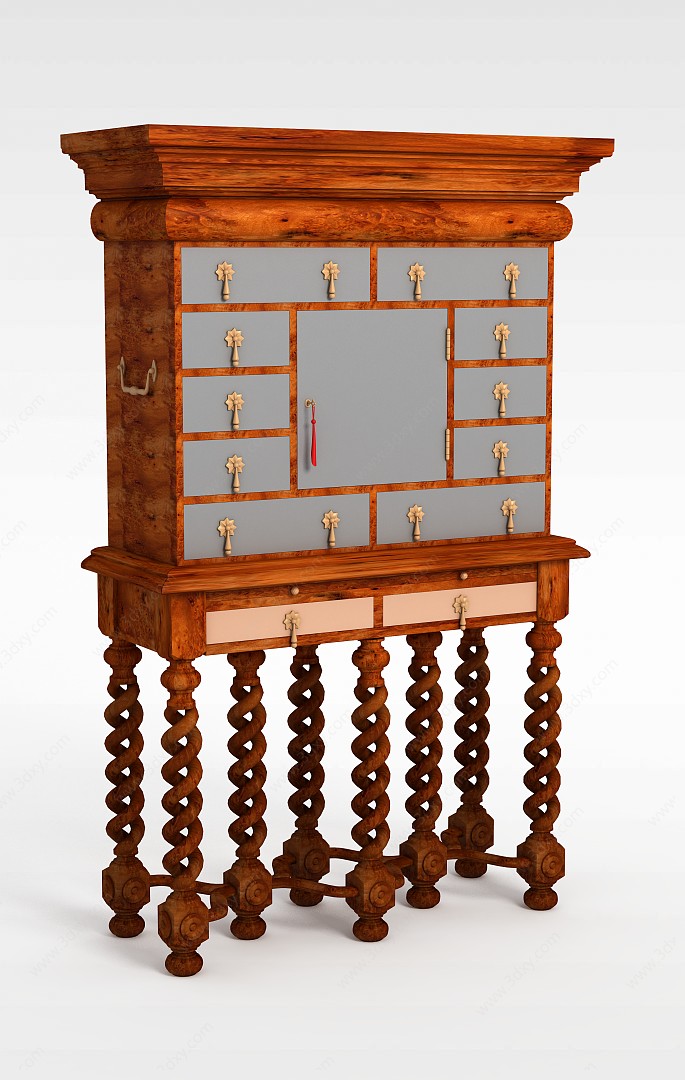 中式复古木柜3D模型