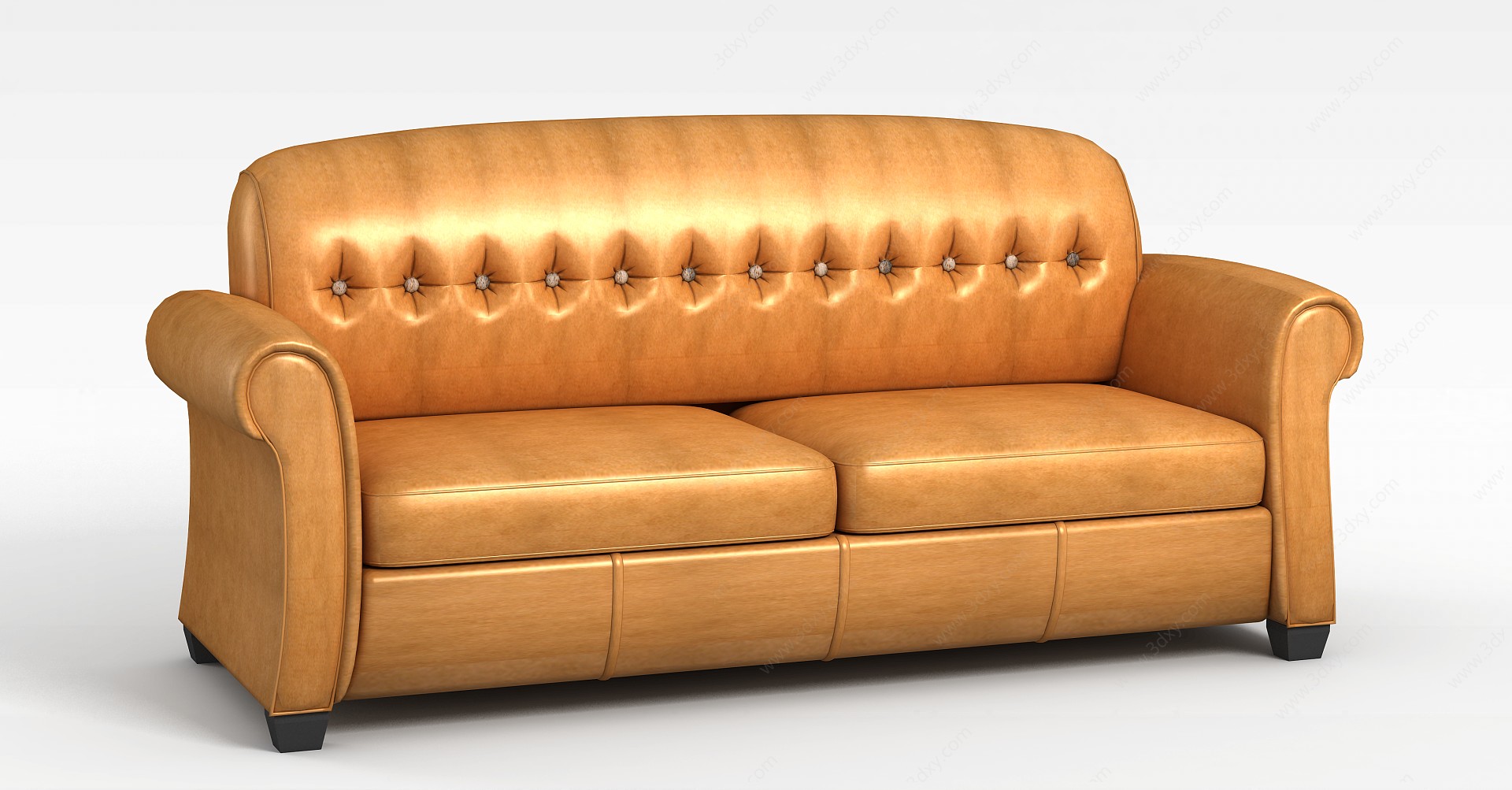 棕色皮质沙发3D模型