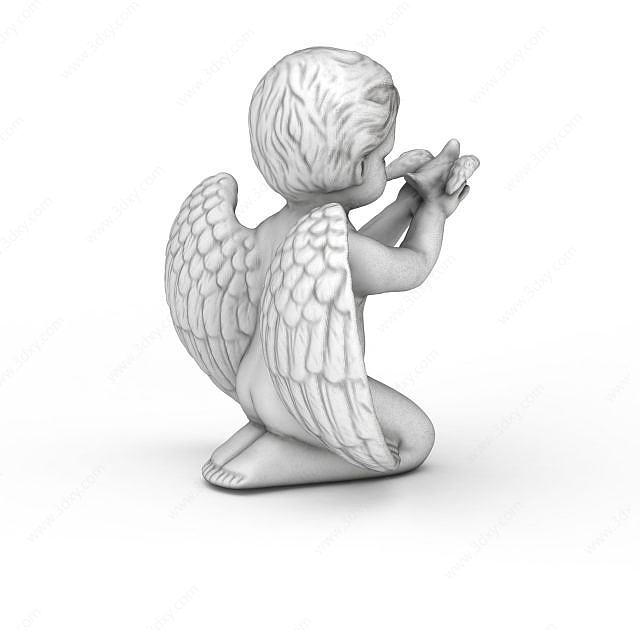 天使女孩雕塑3D模型