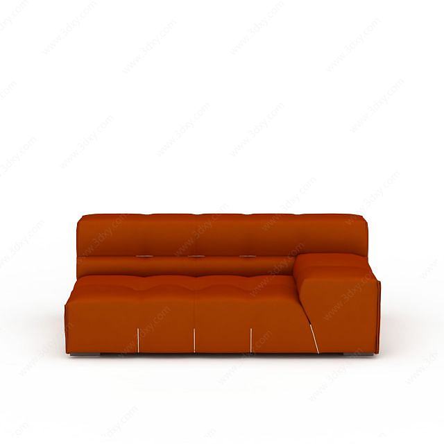 橙色多人沙发3D模型