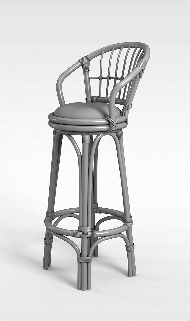 高脚竹椅3D模型