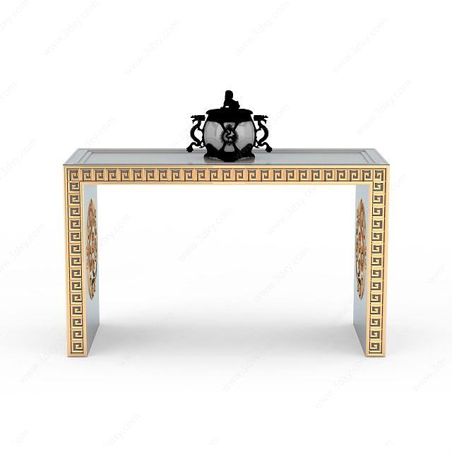 中式描金桌子3D模型
