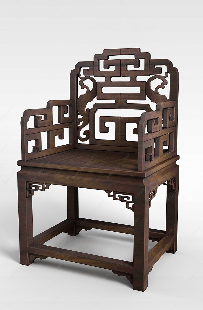 复古实木椅子3D模型