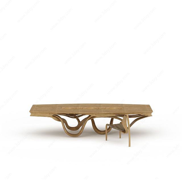 创意木桌椅3D模型