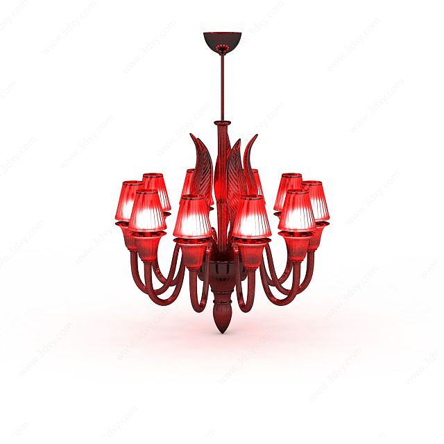 红色吊灯3D模型