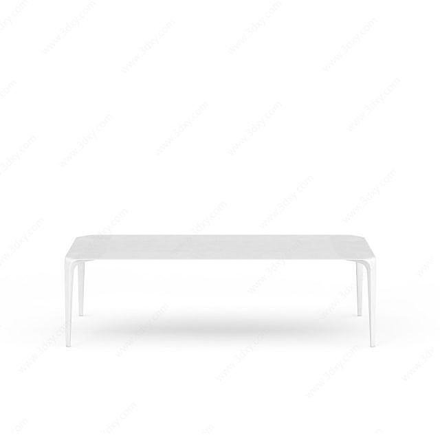 象牙白长椅3D模型