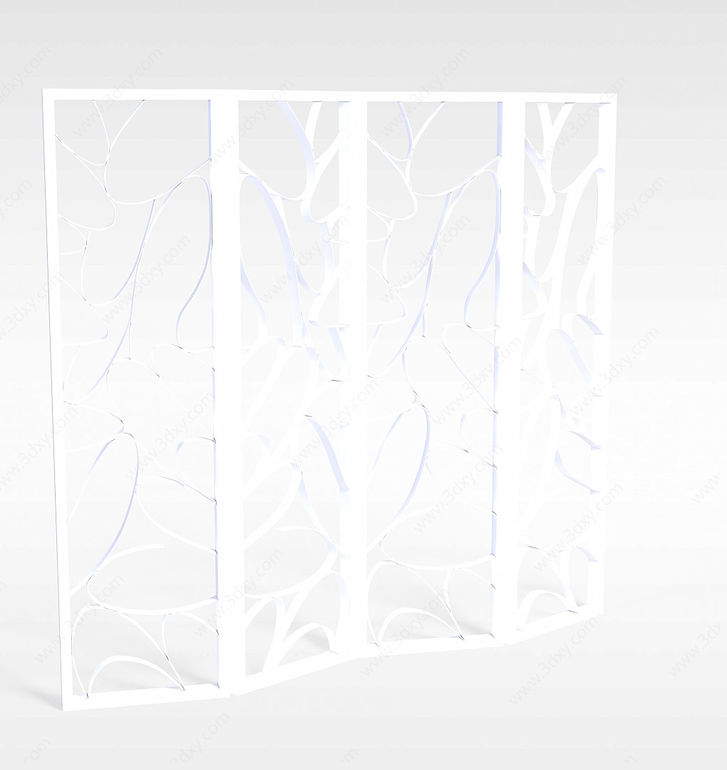 白色镂空隔断3D模型