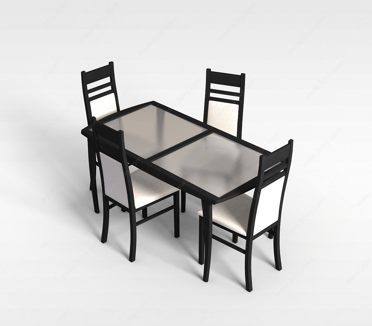 黑色桌椅组合3D模型