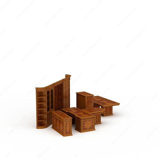 实木桌椅家具3D模型