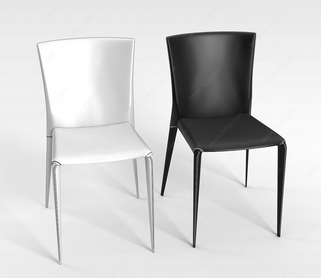黑白椅组合3D模型
