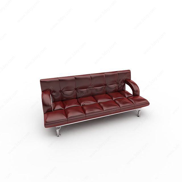 红色真皮沙发3D模型