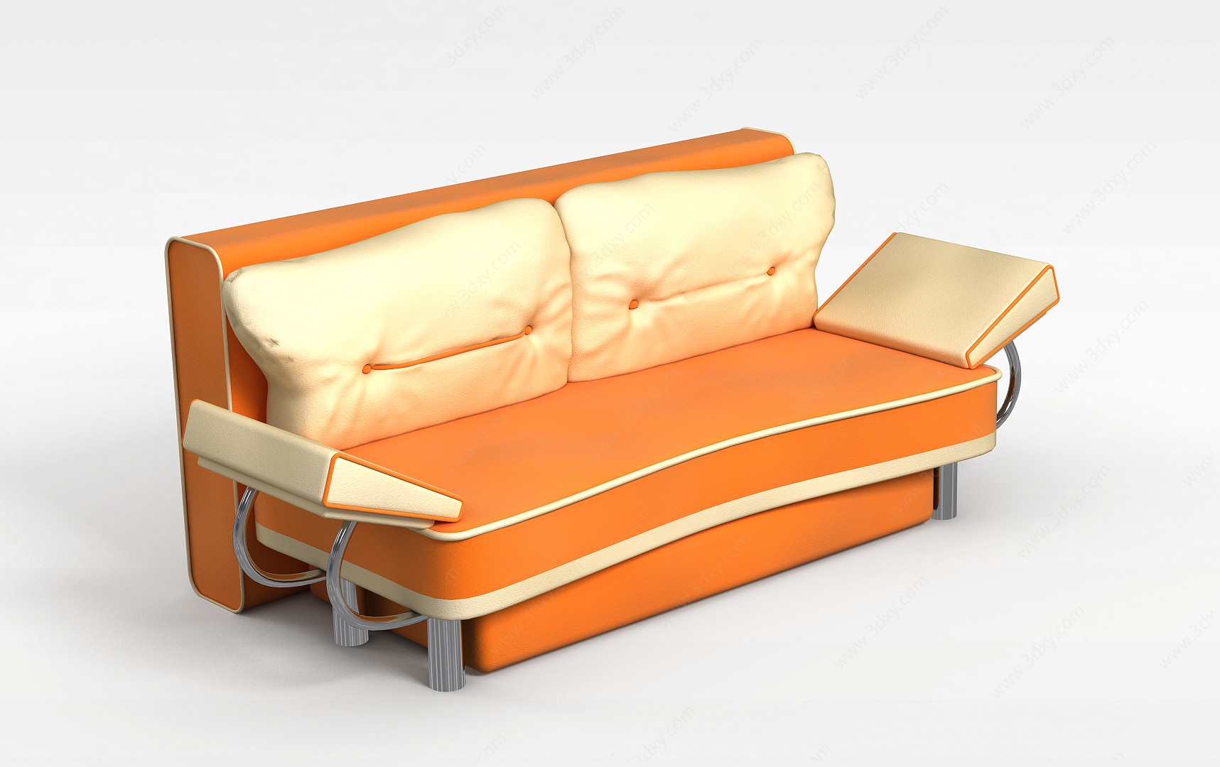 现代橘色沙发3D模型