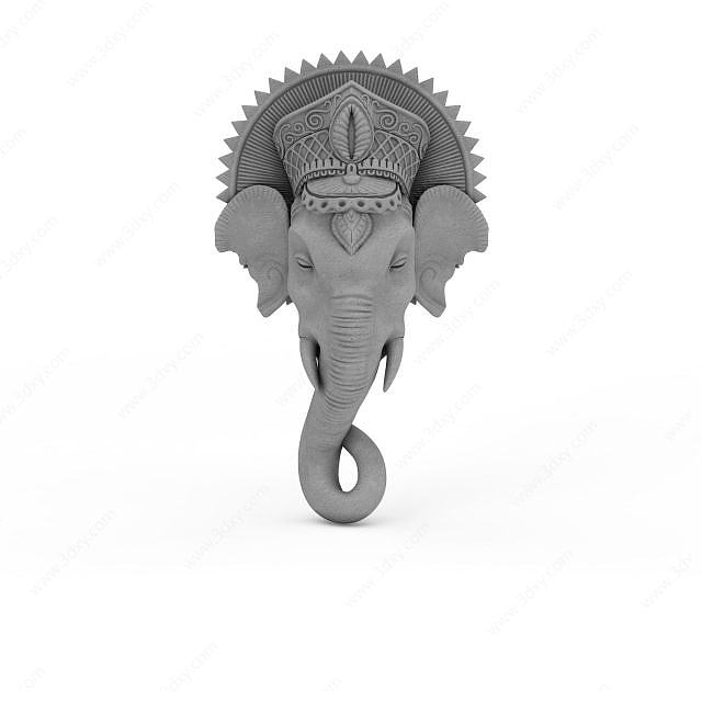 大象头雕花3D模型