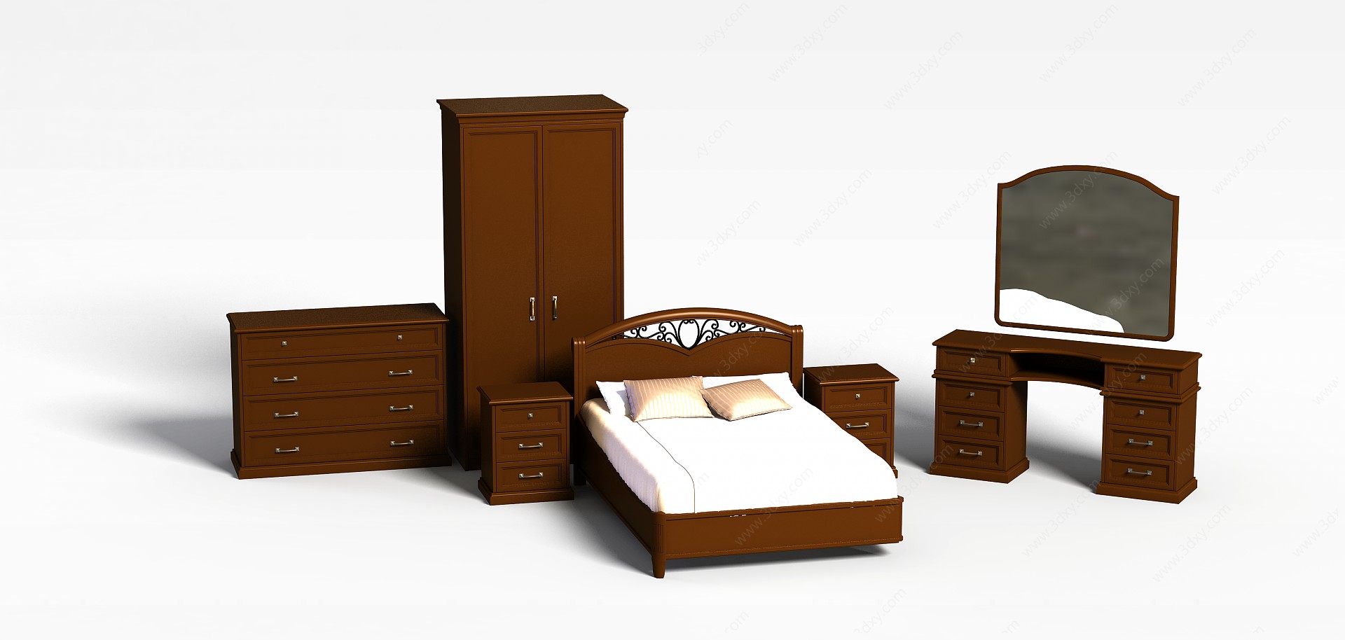 褐色实木家具3D模型