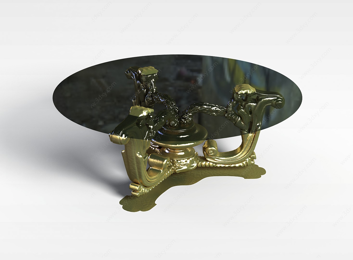 欧式玻璃桌3D模型