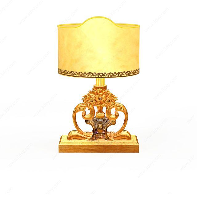 金色雕花台灯3D模型